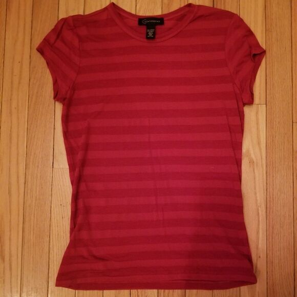 CONTEXT RED ON RED STRIPE SOFT TEE - Picture 1 of 4